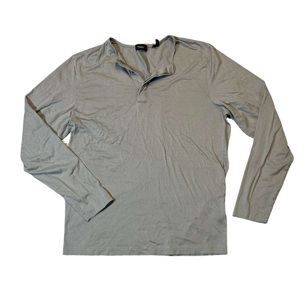 Theory Men's Long Sleeve Polo Shirt in Light Gray